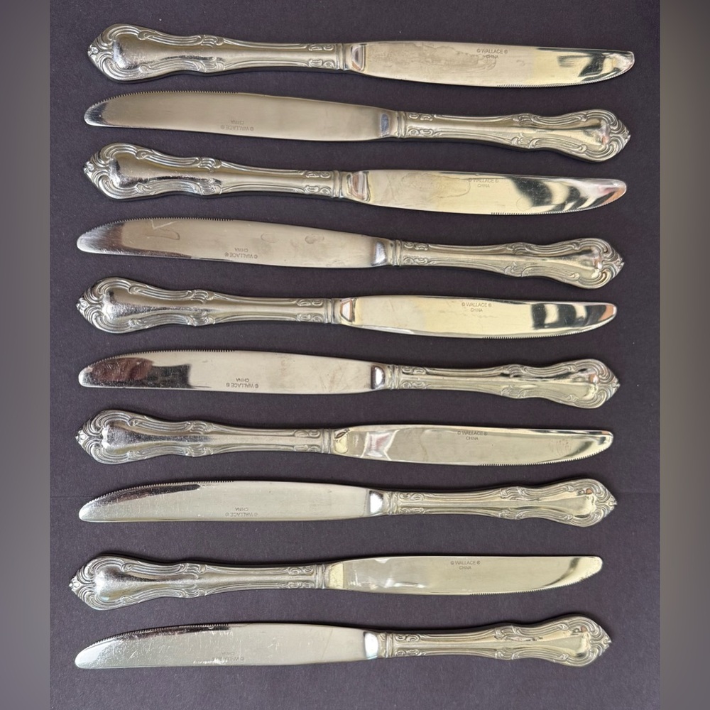 WALLACE SILVER Whitman Stainless Set of 10 Modern Knives Flatware Silverware